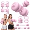 Front. MERACH - MERACH Adjustable Soft Dumbbell Set, Kettlebells and Barbell Weight Set for Home Gym, 45lbs - Pink.