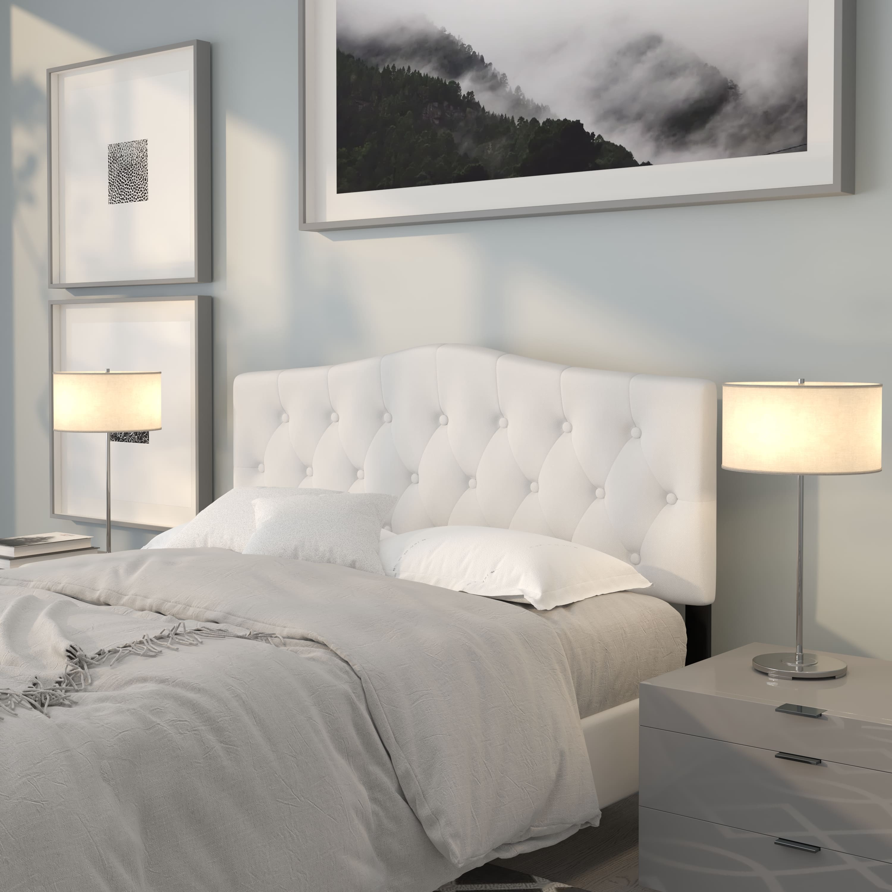 Emma + Oliver - Arched Button Tufted Upholstered Headboard - White price history on PriceWatchPro