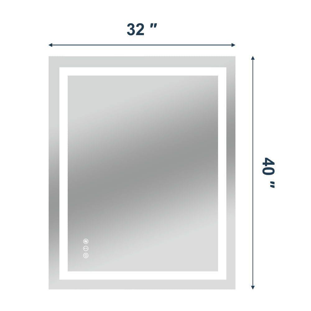 Angle. Kadyn - 40x32 Inch Wide Frameless Rectangle LED Bathroom Mirror with Even Illumination.