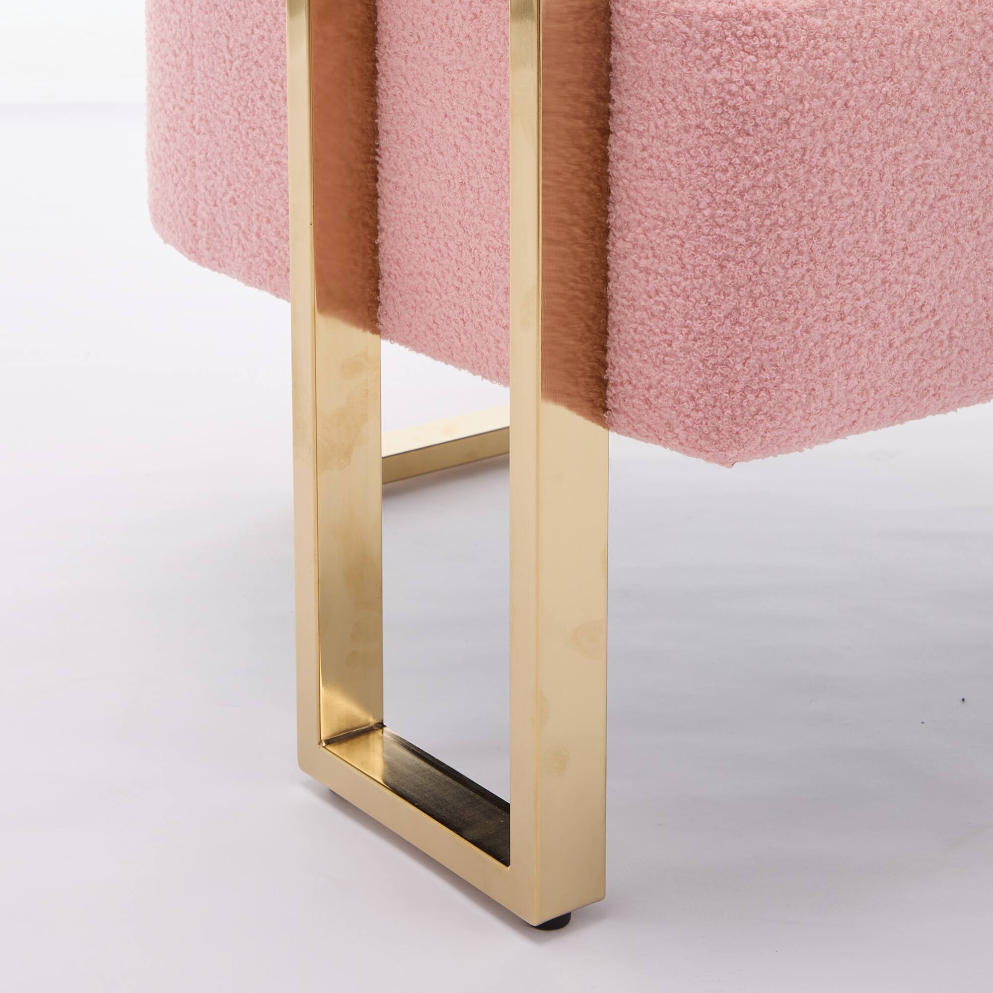 Alt View 7. GOODSILO - Modern Decorative Chair Set with Gold Metal Legs and Plush Upholstery for Living Room and Office - Pink.