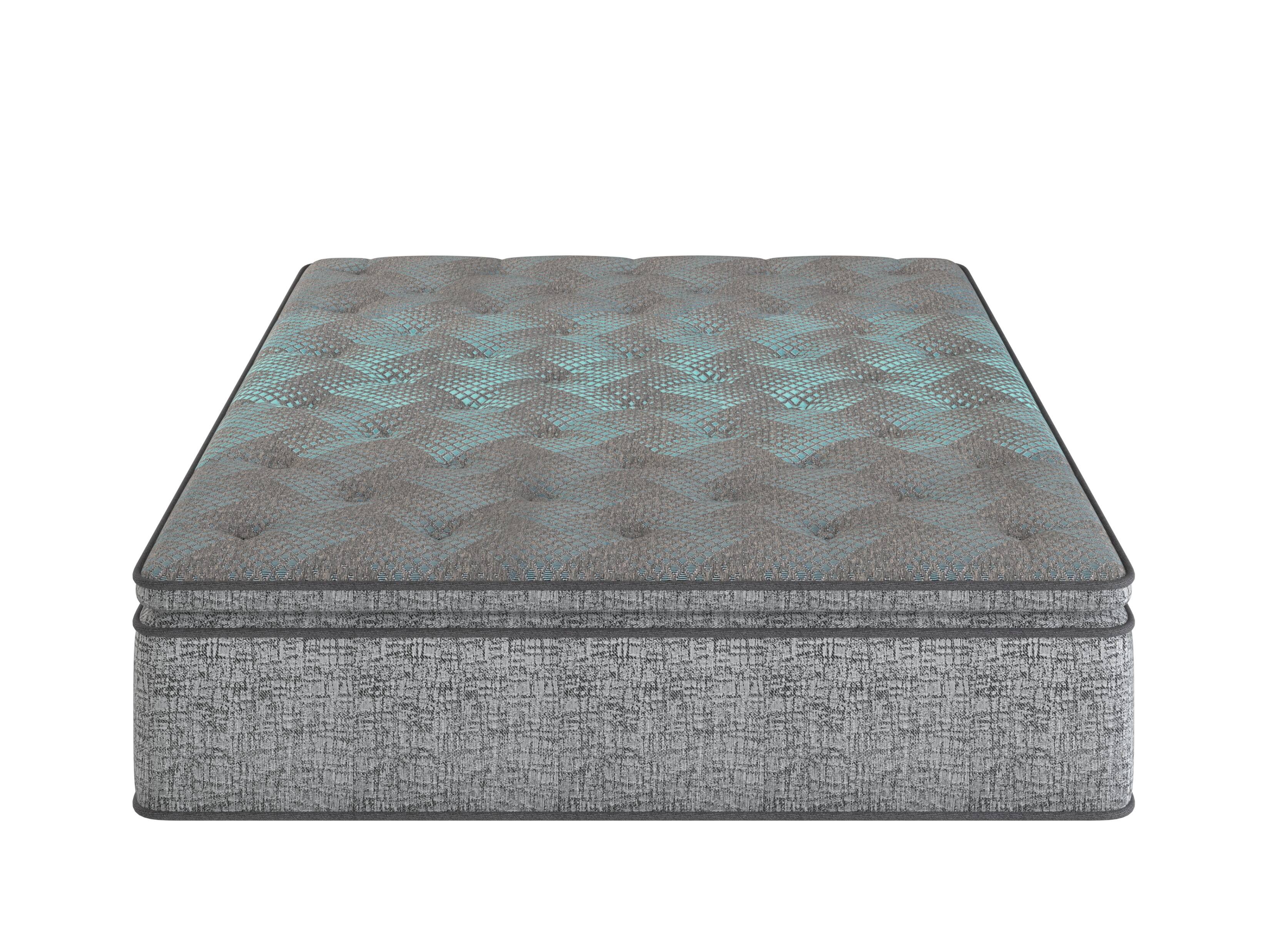 Alt View 3. Glintex - 10" Queen Hybrid Memory Foam Mattress, Euro Top Pocket Coil Support, Plush Comfort - Grey/Blue.