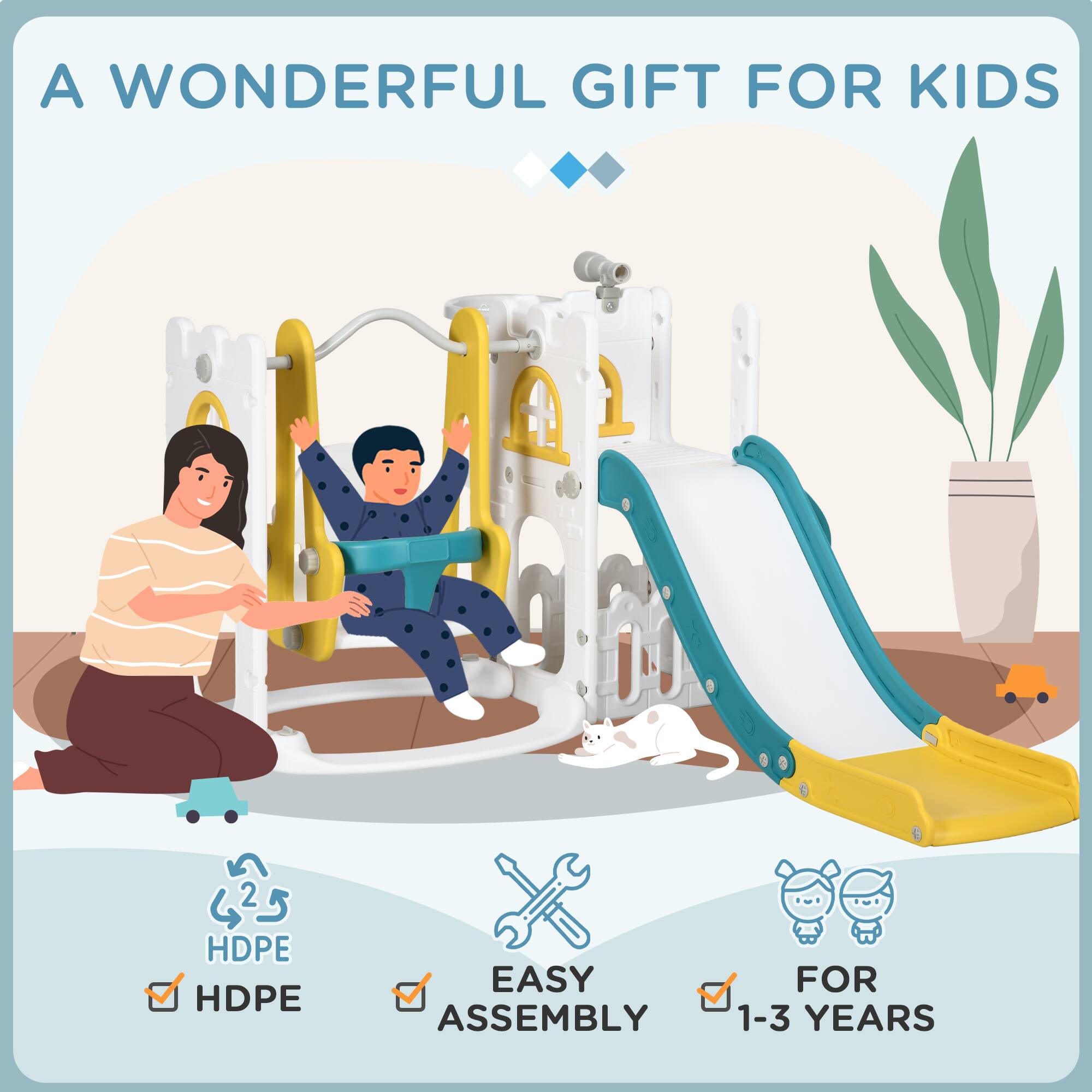 A WONDERFUL GIFT FOR KIDS

HDPE

EASY ASSEMBLY

FOR 1-3 YEARS