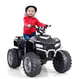Gymax - Kids Ride-On ATV 24V Battery Powered Electric Vehicle w/ Wireless Connection Music Radio - Black