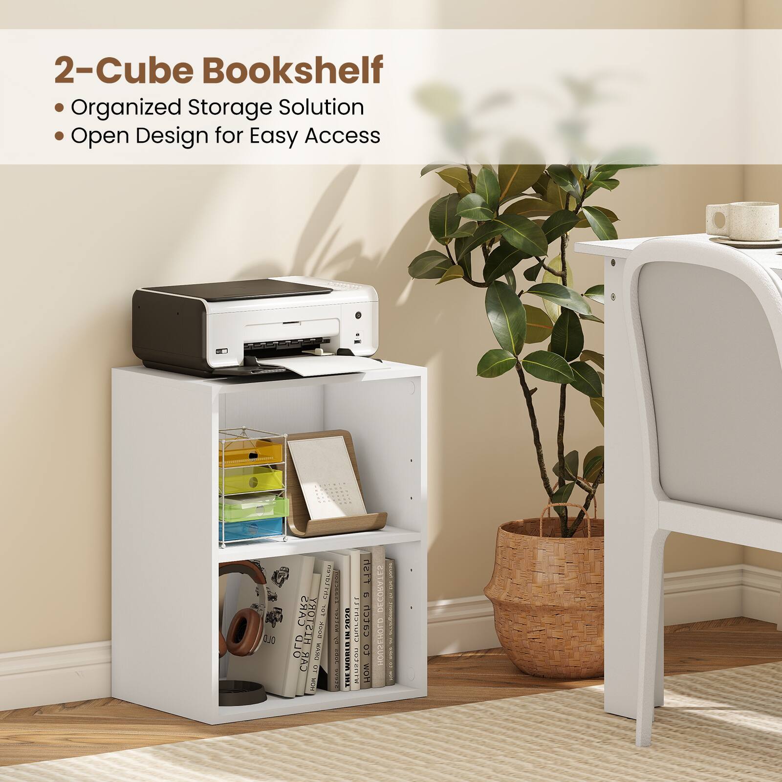 2-Cube Bookshelf  
• Organized Storage Solution  
• Open Design for Easy Access