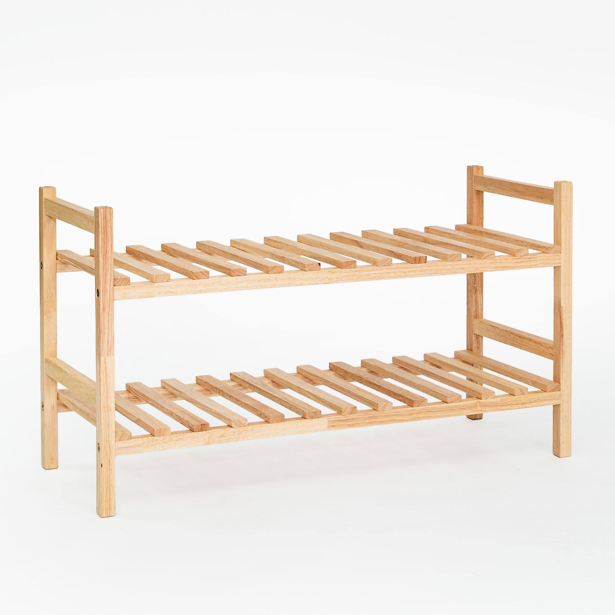 Alt View 8. PJ Wood - PJ Wood Stackable Wood Shoe Rack Organizer Shelf Closet Entryway Bedroom Natural - Natural.