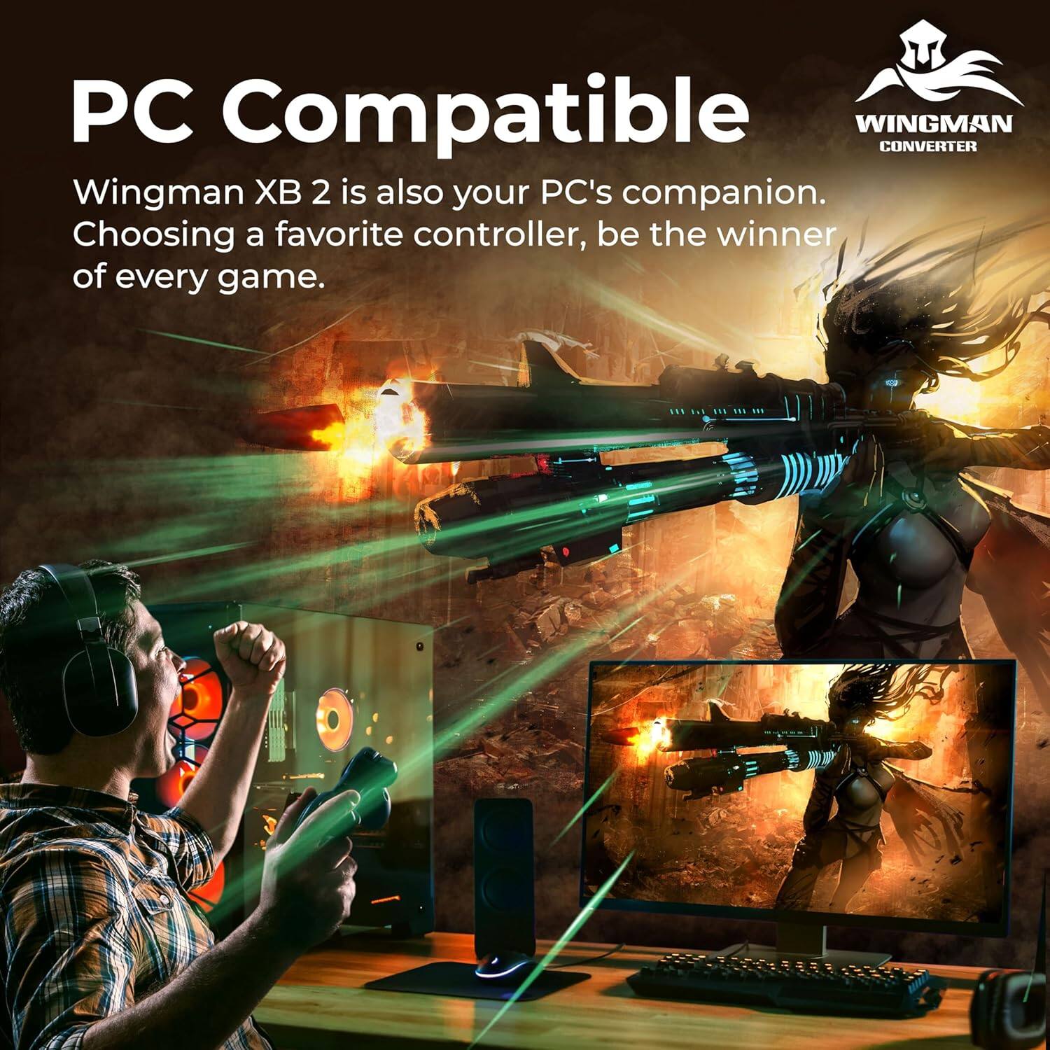 PC Compatible  
Wingman XB 2 is also your PC's companion.  
Choosing a favorite controller, be the winner of every game.