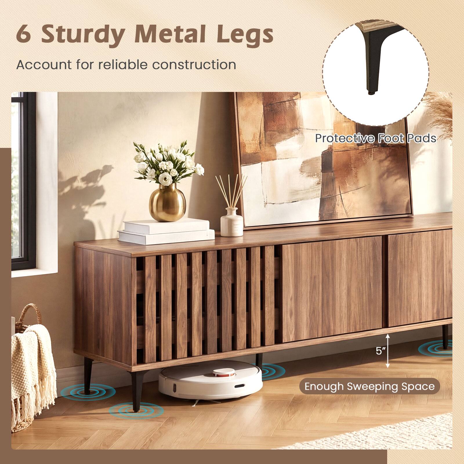 6 Sturdy Metal Legs  
Account for reliable construction  

Protective Foot Pads  

5" Enough Sweeping Space