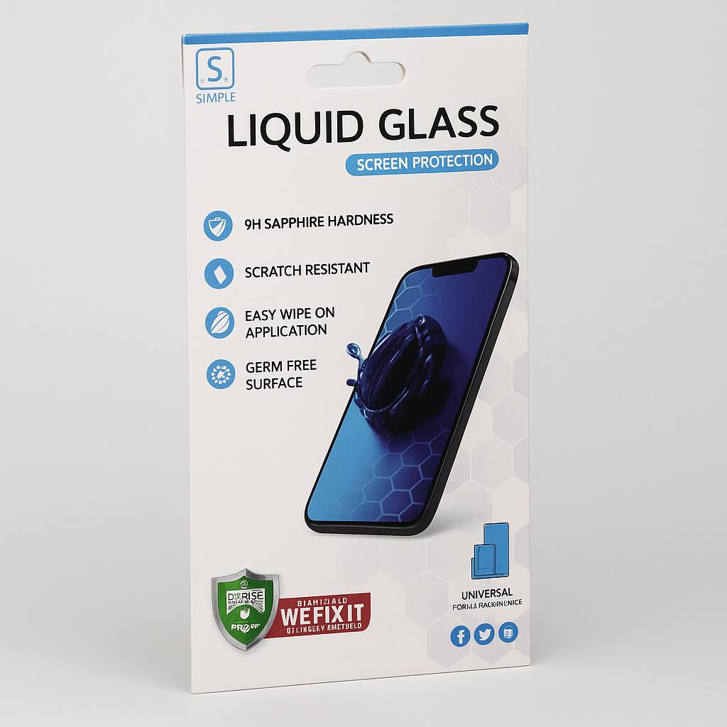 S SIMPLE LIQUID GLASS SCREEN PROTECTION  
9H SAPPHIRE HARDNESS  
SCRATCH RESISTANT  
EASY WIPE ON APPLICATION  
GERM FREE SURFACE  
DX RISE NIAL M. BIAHIJALD PROPP FP' WEFIXIT EMETBELO OTLINGERY  
UNIVERSAL FORMA RACKINENICE