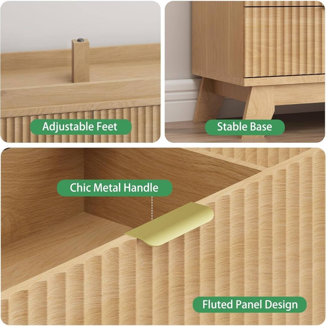 Adjustable Feet  
Stable Base  
Chic Metal Handle  
Fluted Panel Design