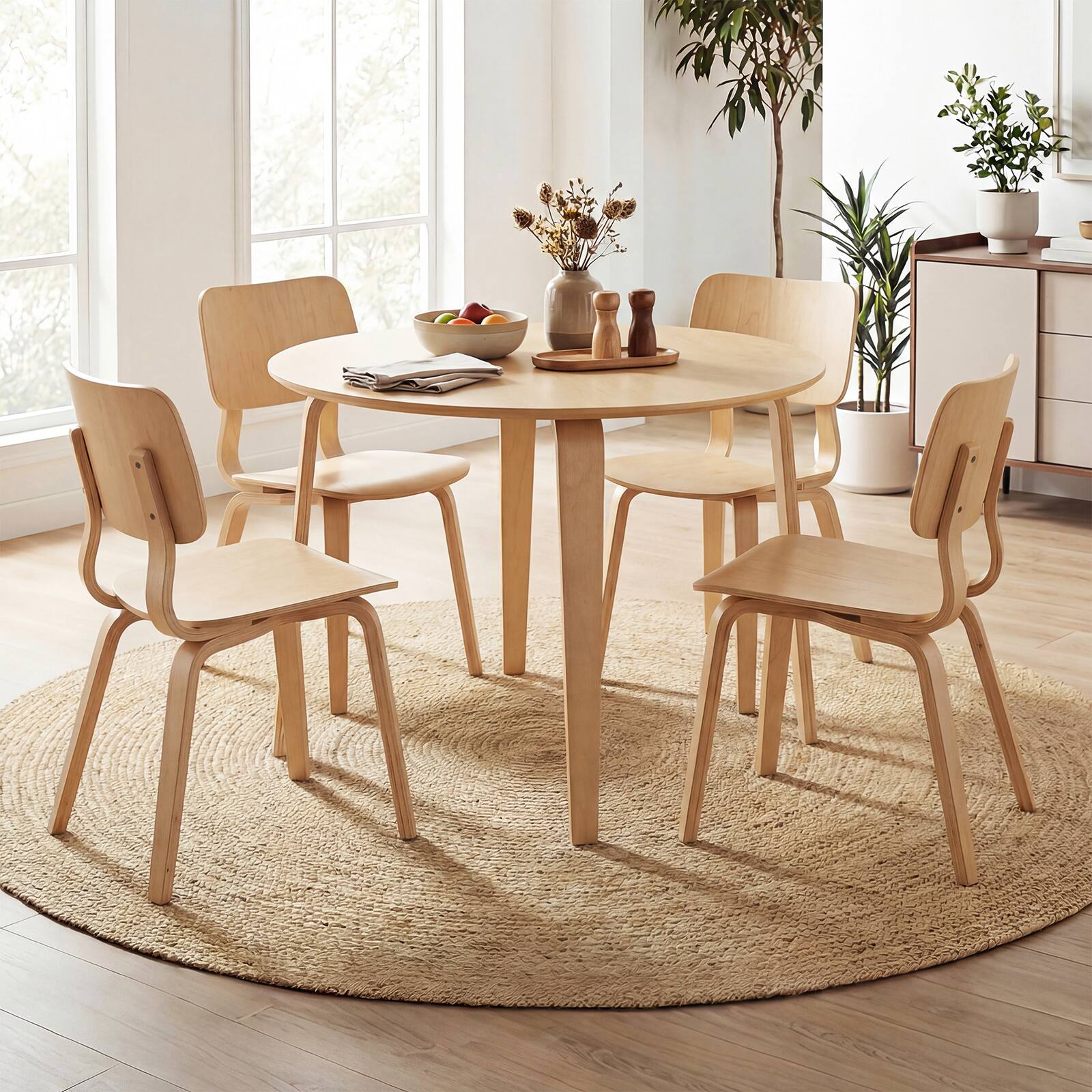 Alt View 5. Gymax - Gymax 37.5'' Round Kitchen Table  Circle Dining Room Table w/ Rubber Wood Legs Natural - Yellow.