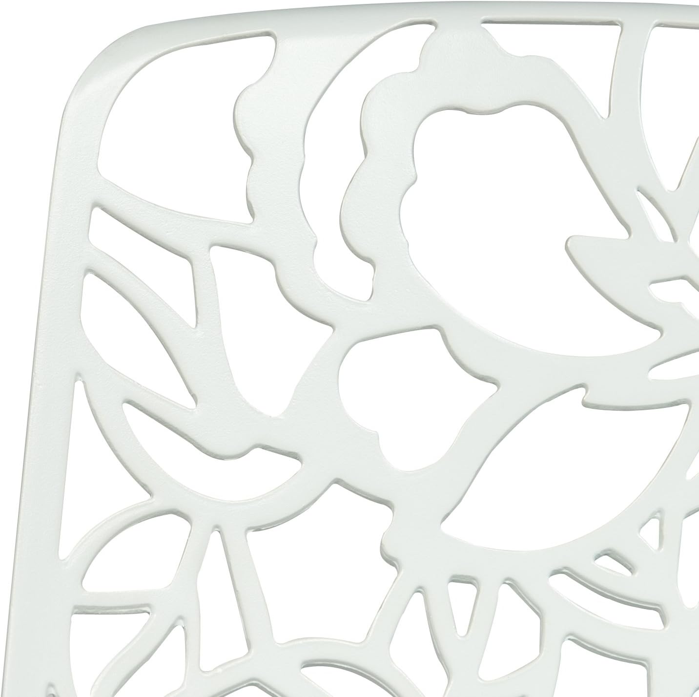 Alt View 1. LeisureMod - Devon Stackable Aluminum Dining Chair, Modern Floral Cutout Indoor/Outdoor Patio Chair - Fully Assembled - White.