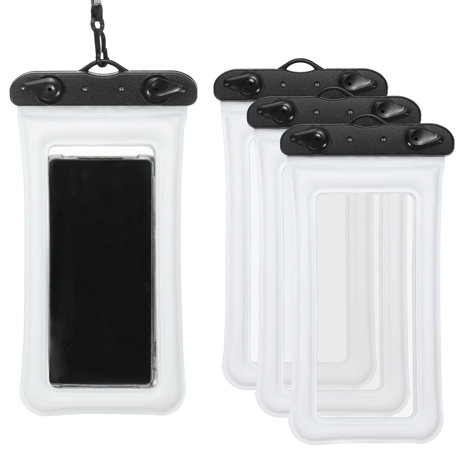 Unique Bargains - 3pcs Waterproof Phone Pouch Floating No Sink Universal Cellphone Dry Bag for Kayaking Beach Swimming Hiking - White