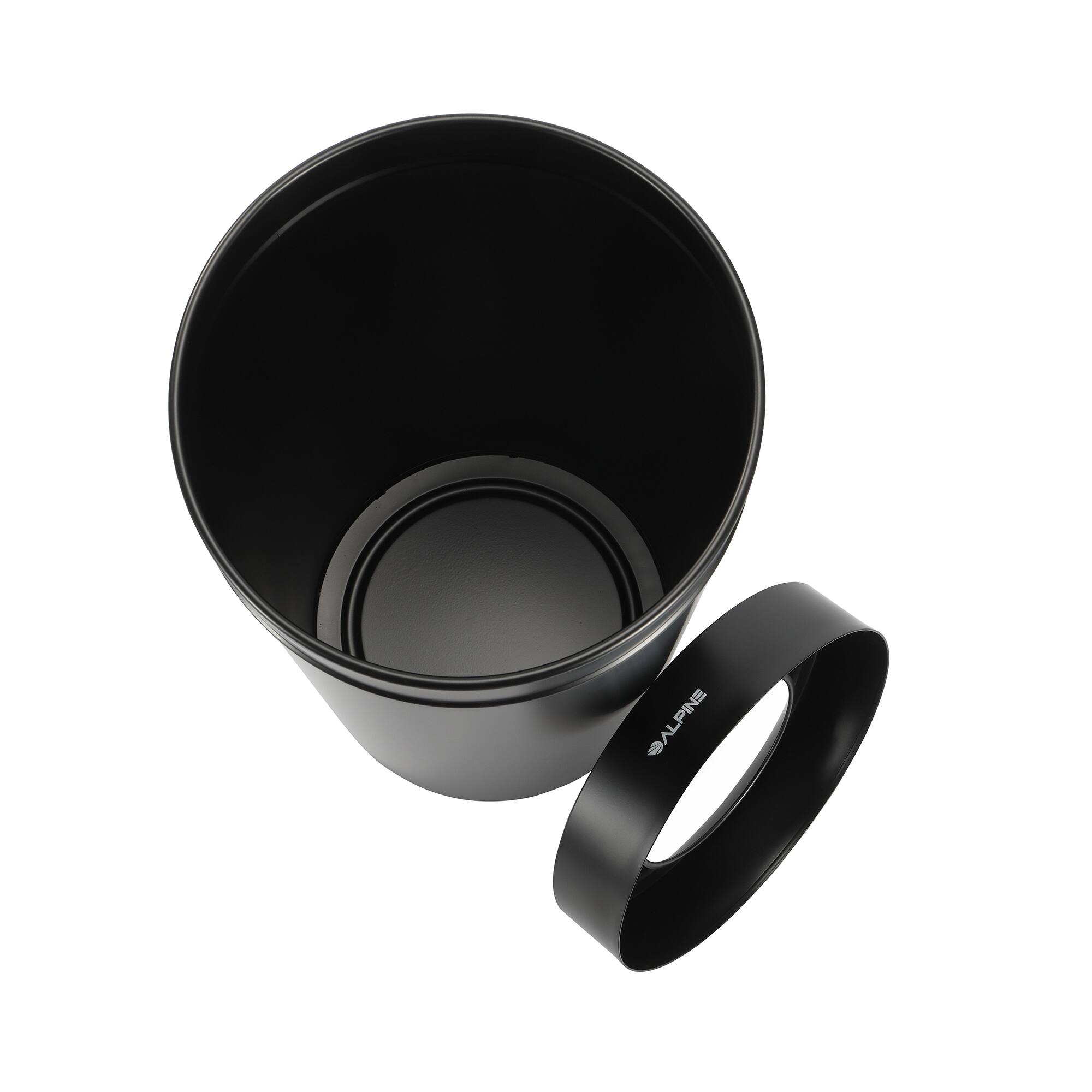 Left. Alpine Industries - 27 Gallon Stainless Steel Commercial Indoor Trash Can - Black.
