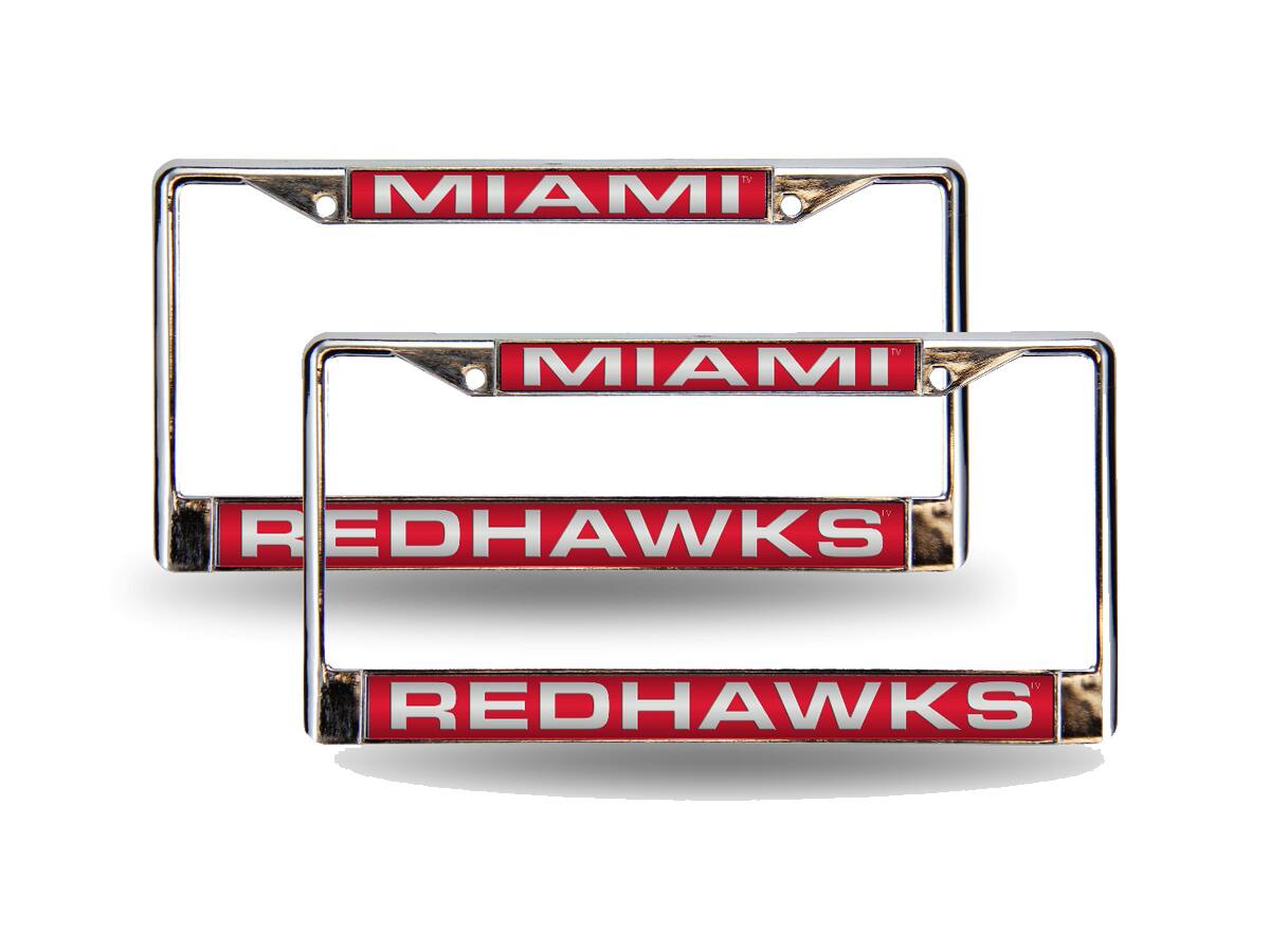 Miami of Ohio RedHawks Chrome Metal Laser License Plate Frame - Set of 2 Frames