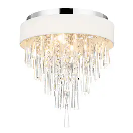 CWI Lighting - Franca 4 Light Drum Shade Flush Mount With Chrome Finish - Off White