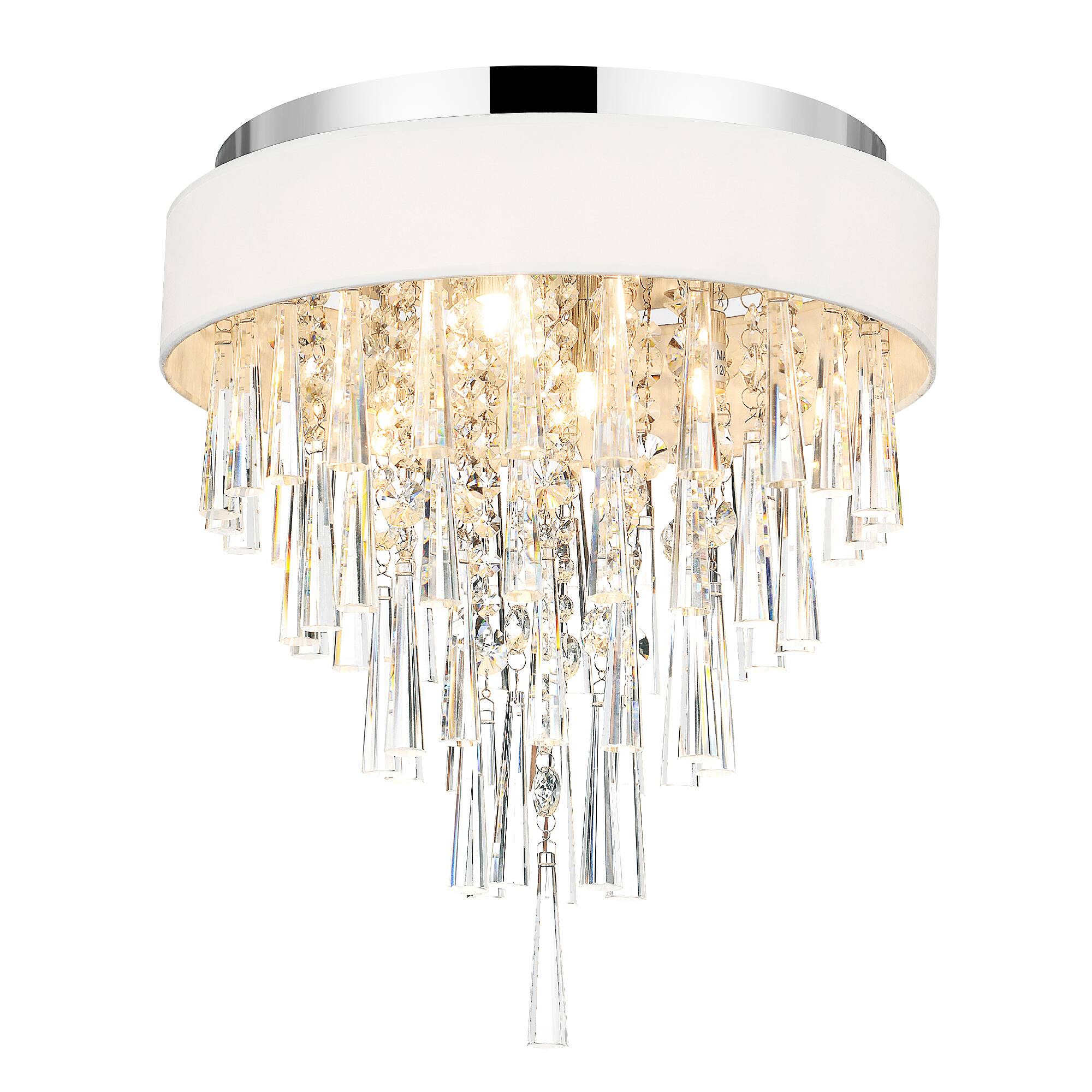 Front. CWI Lighting - Franca 4 Light Drum Shade Flush Mount With Chrome Finish - Off White.