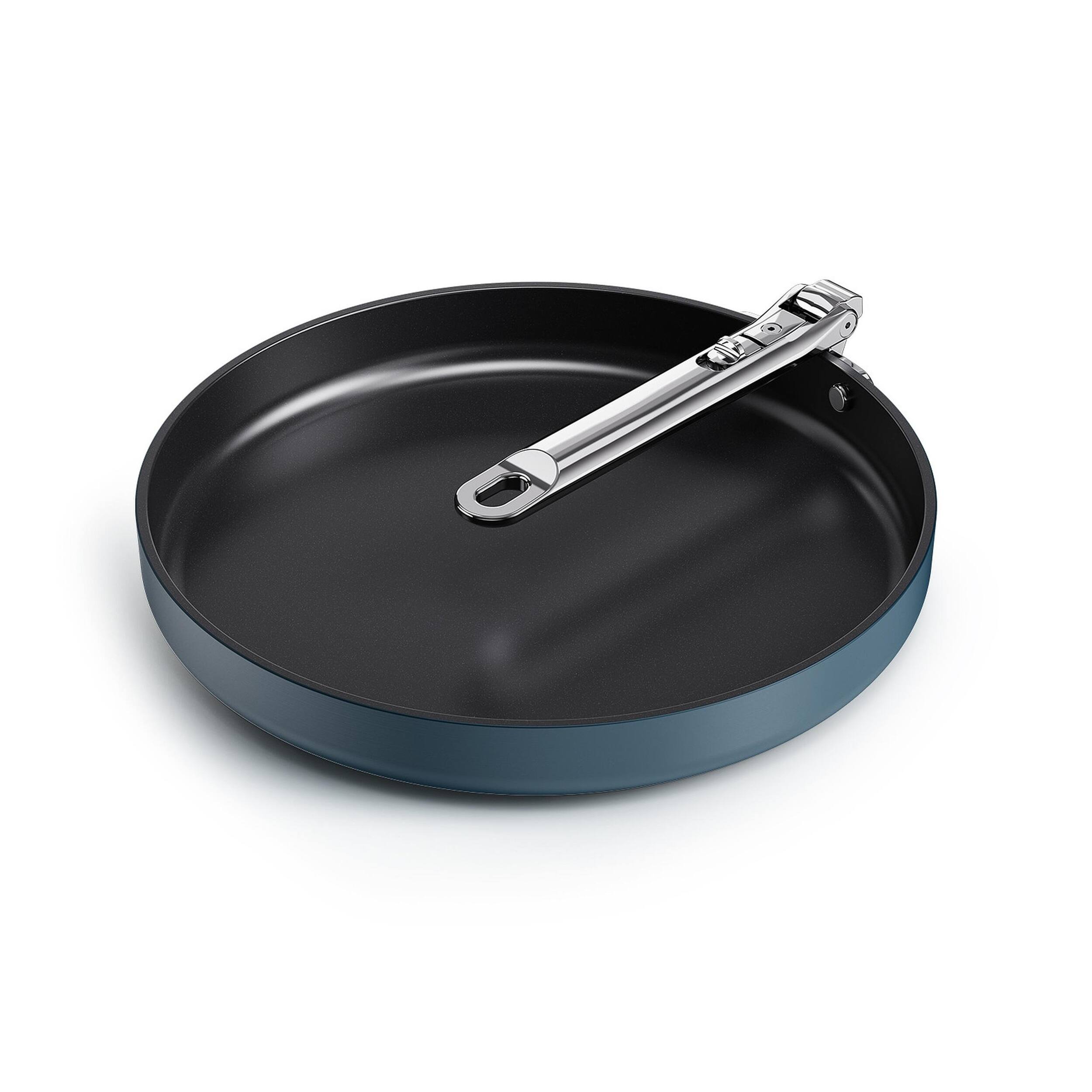 Alt View 1. Joseph Joseph - Space Ceramic Non-stick 12" Shallow Fry Pan with Folding Handle - Blue.