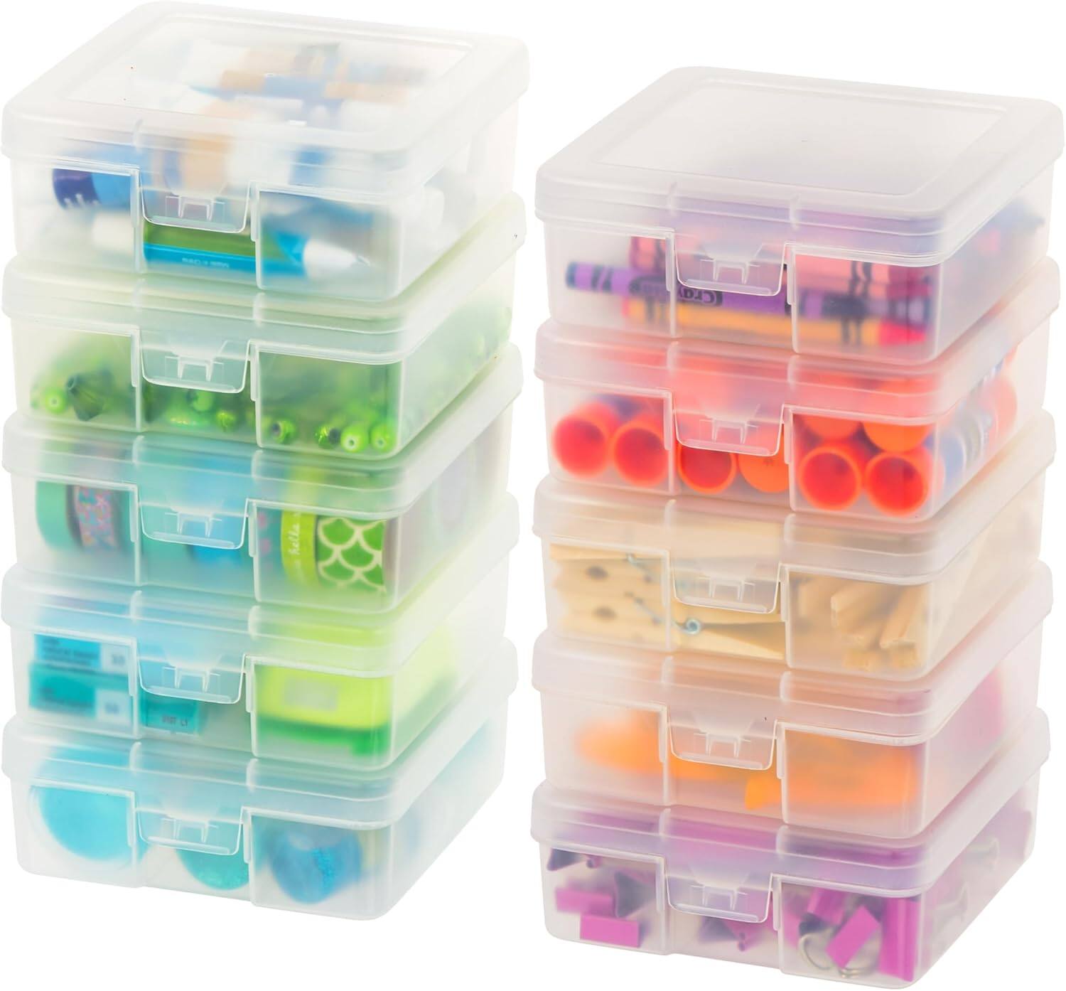 IRIS USA Plastic Small Storage Containers with Latching Lid for Pencil ...