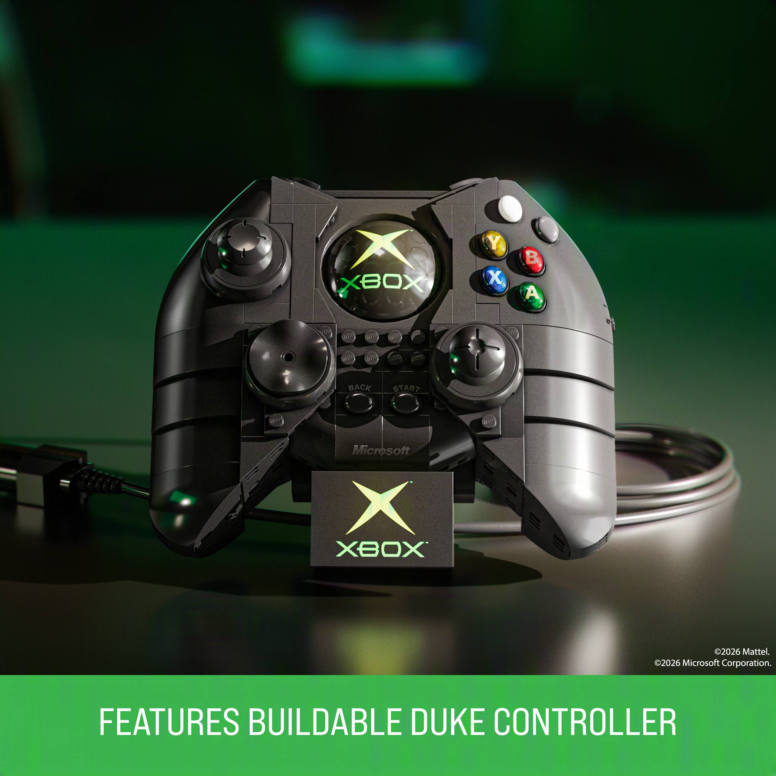 XBOX  
Y X  
B A  
BACK  
START  
SERVICE  
mg  
Microsoft X XBOX  
2026 Mattel. 2026 Microsoft Corporation.  
FEATURES BUILDABLE DUKE CONTROLLER