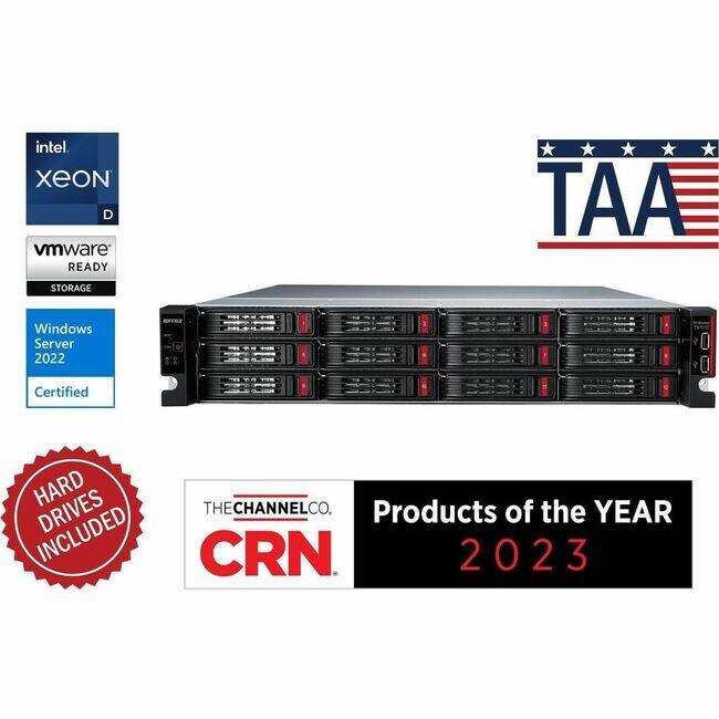 Intel Xeon D  
VMware Ready Storage  
Windows Server 2022 Certified  
HARD DRIVES INCLUDED  
TAA  
THE CHANNEL CO. CRN  
Products of the YEAR 2023