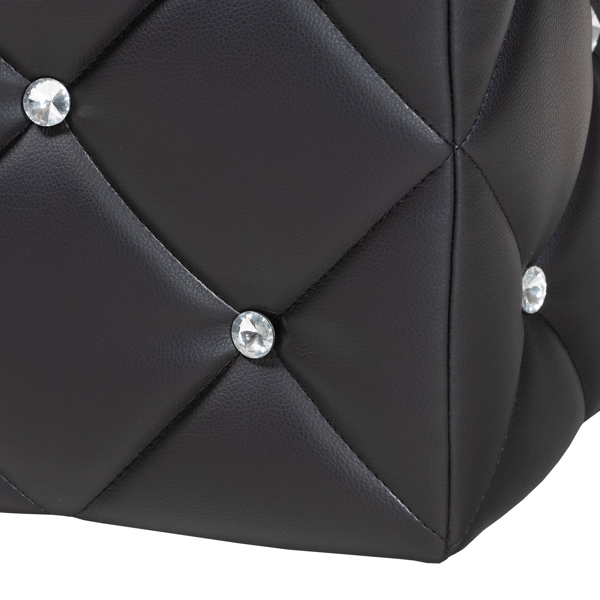 Back. Baxton Studio - Stacey Modern and Contemporary Faux Leather Upholstered Ottoman - Black.