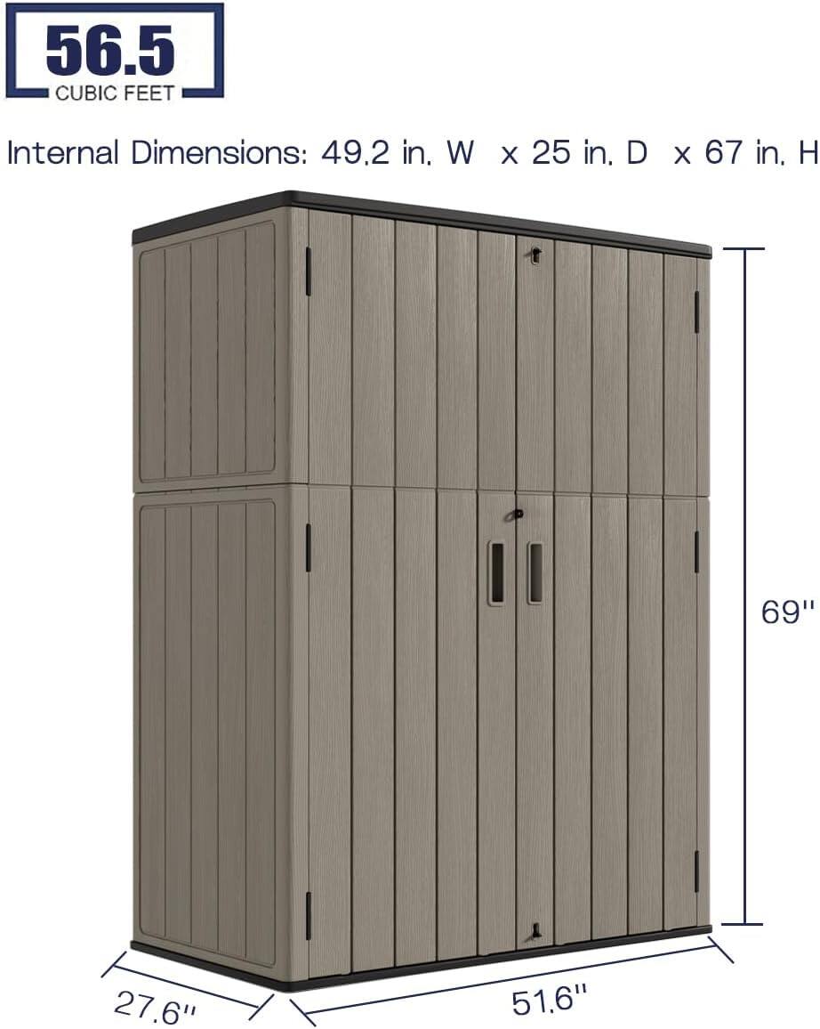 56.5 CUBIC FEET

Internal Dimensions: 49.2 in. W x 25 in. D x 67 in. H

69"  
51.6"  
27.6"