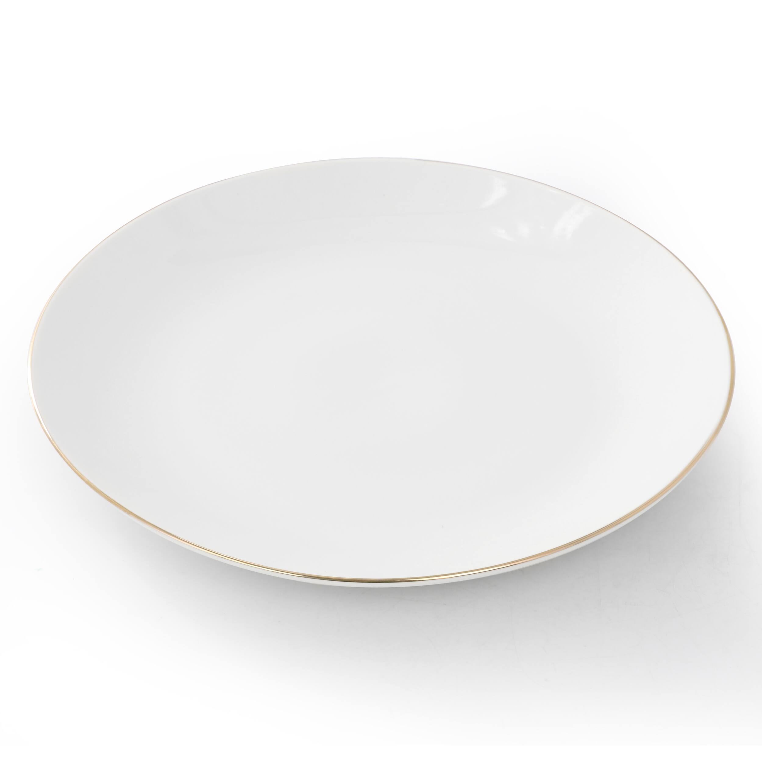 Alt View 1. Gibson - Gibson Home Ogalla 8 Piece 7.5 Inch Gold Banded Fine Ceramic Dessert Plate Set - White and Gold.