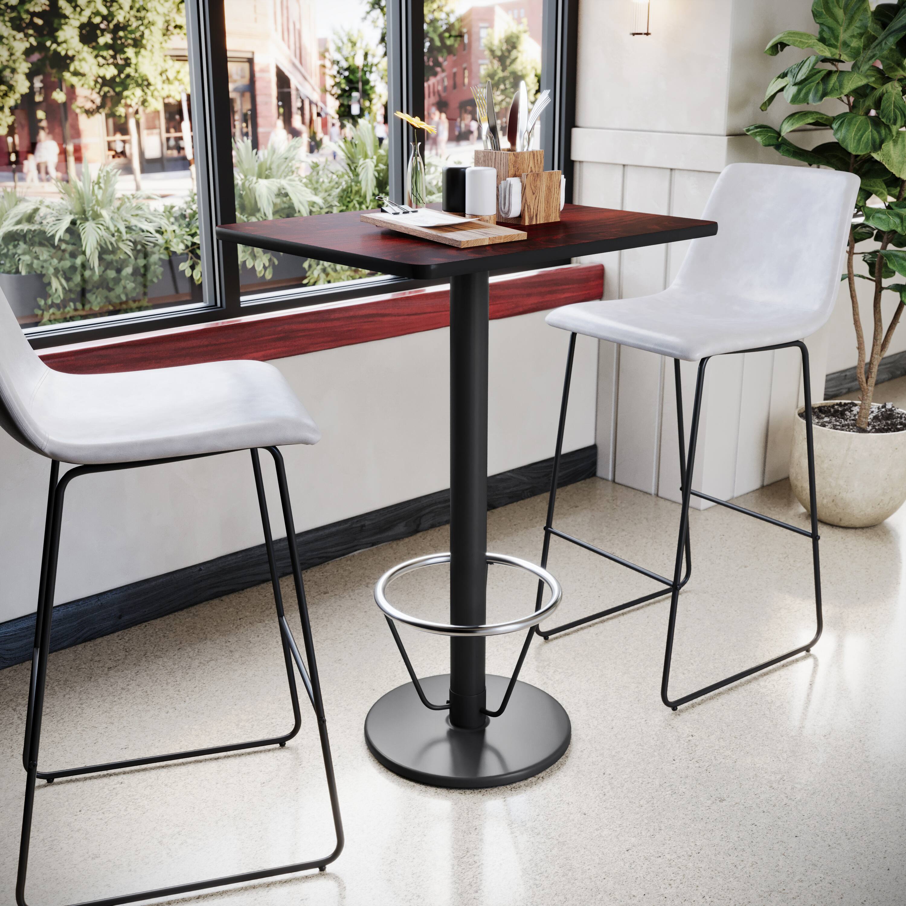 Alt View 1. Emma + Oliver - 24"x30" Rectangular Laminate Bar Table with 18"RD Foot Ring Base - Mahogany.