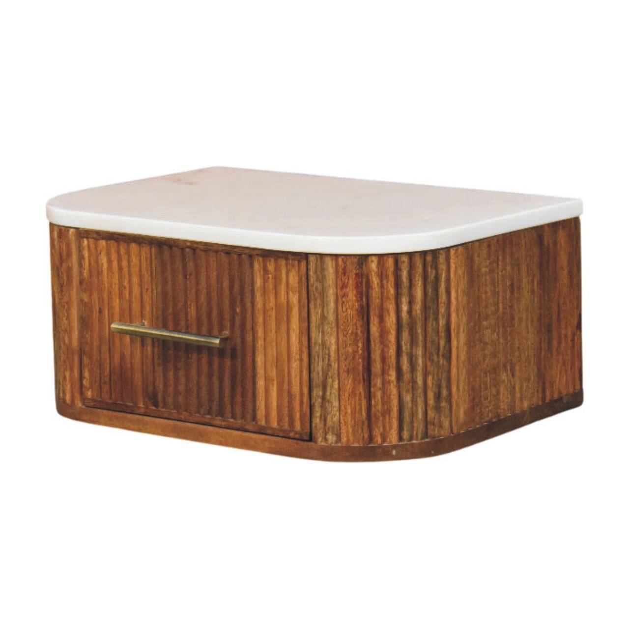 Left. Artisan Furniture - Artisan Furniture Solid Wood Beaumont Wall-Mounted Bedside - Brown.