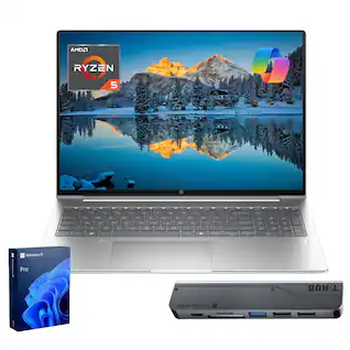 HP - ProBook 465 16" FHD+ Laptop - AMD Ryzen 5 7535U, 16GB RAM - 512GB SSD - Backlit Keyboard - Thunderobot 7 in-1 USB-C Hub - Silver