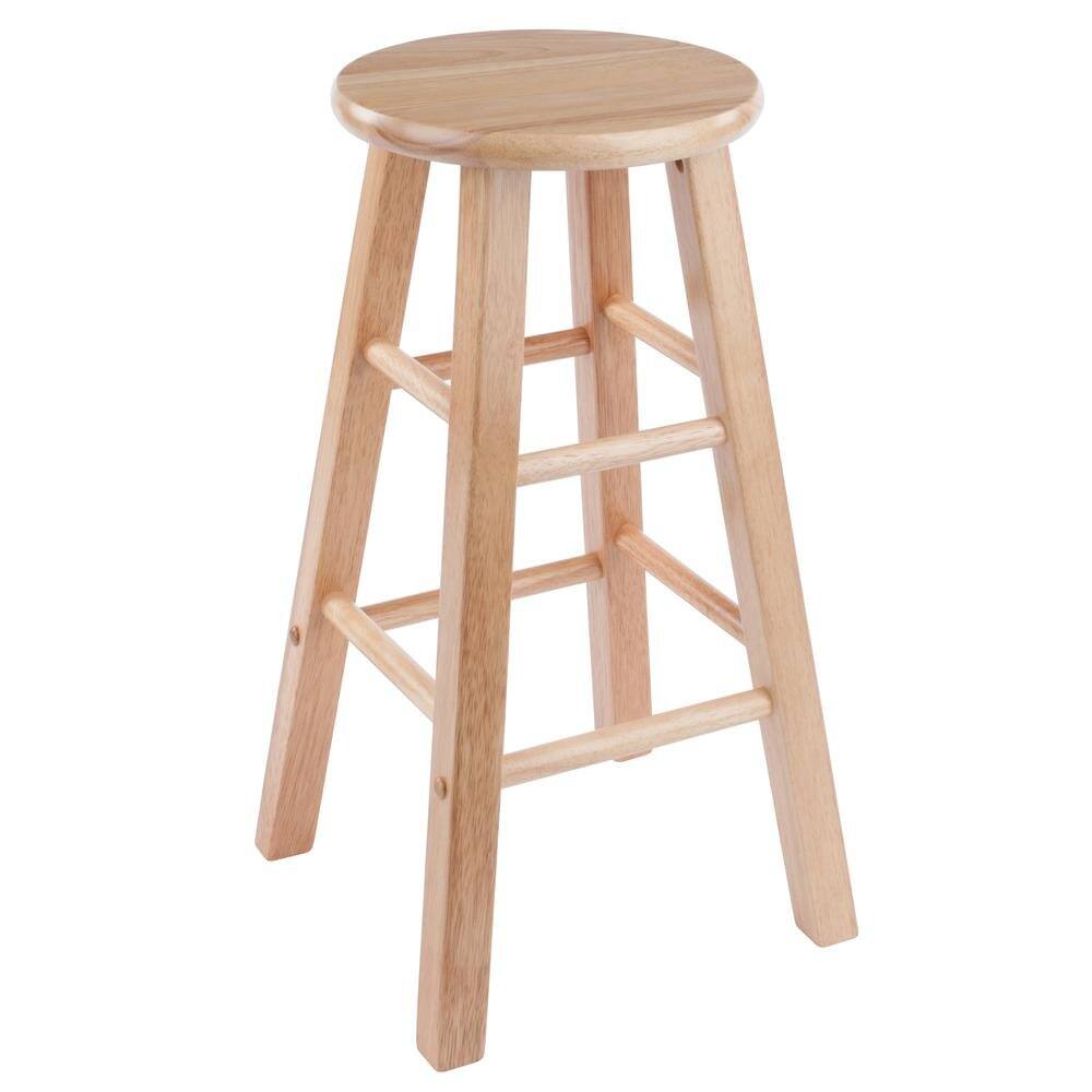 Back. FurniFact - Natural Solid Wood Kitchen Stools Set of 2, Bar Chairs for Counter Seating - Natural.