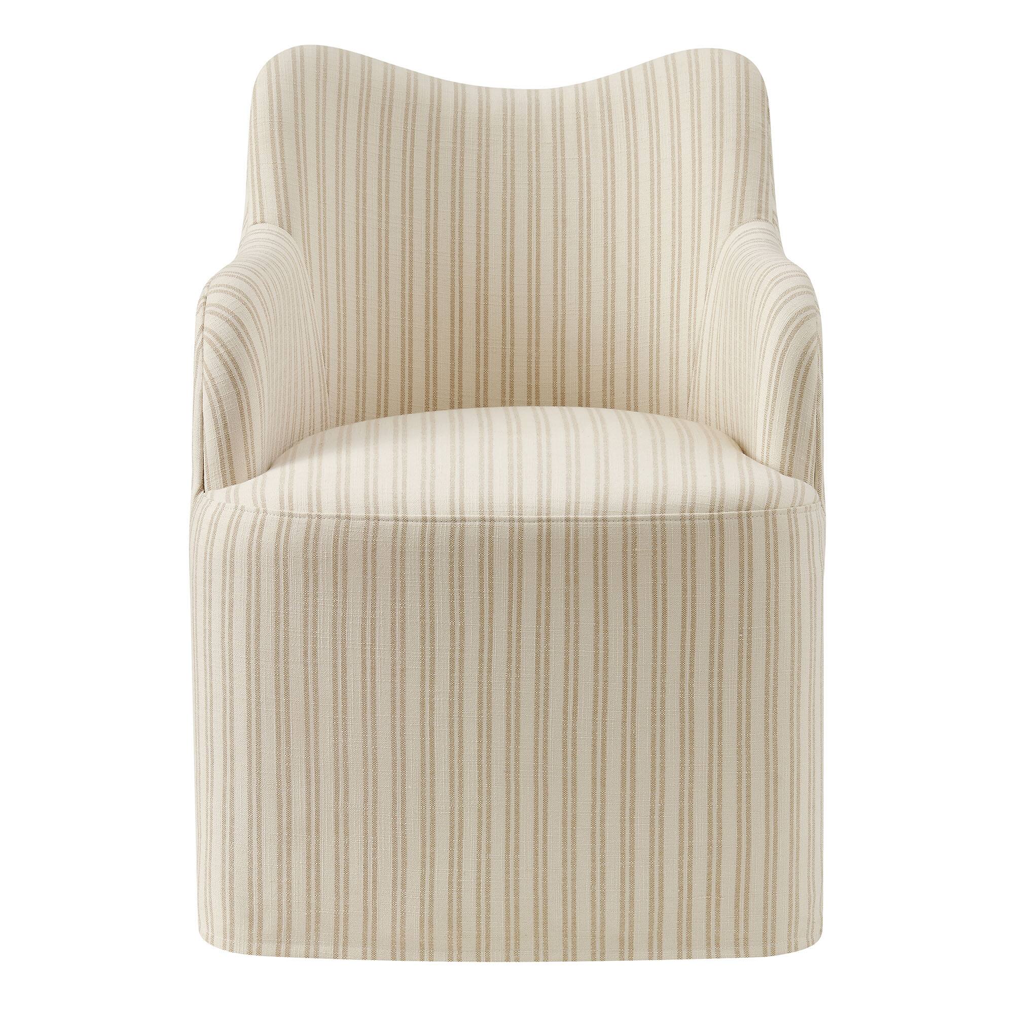 Alt View 4. Modway - Cordelle Linen Blend Swivel Dining Chair by Modway - Oatmeal Stripe.