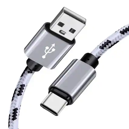 Front. Kitcheniva - Durable USB-A to USB-C Rapid Charging Data Transfer Cable 3Ft White Pack Of 1.