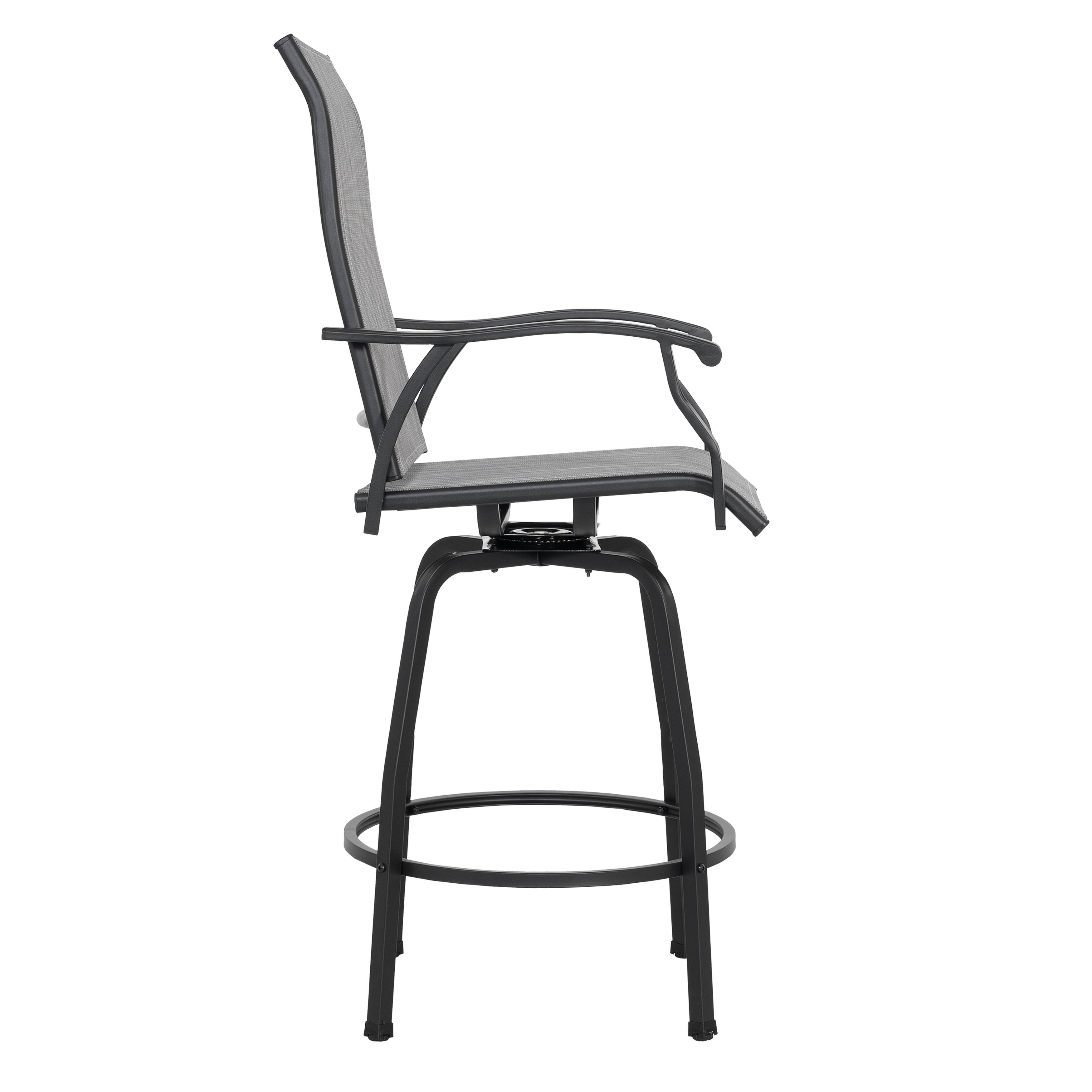 Alt View 7. Nuu Garden - Nuu Garden Outdoor Swivel Bar Stools, Set of 2 Patio Bistro Chairs, All-Weather Textilene - Gray&Black.