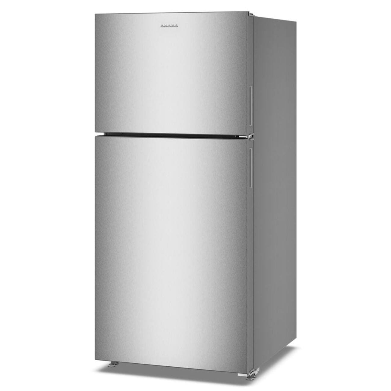 Left. Amana - 30 in. Wide 19 cu. ft.Garage Ready Top-Freezer Refrigerator and - Fingerprint-Resistant Stainless Finish.