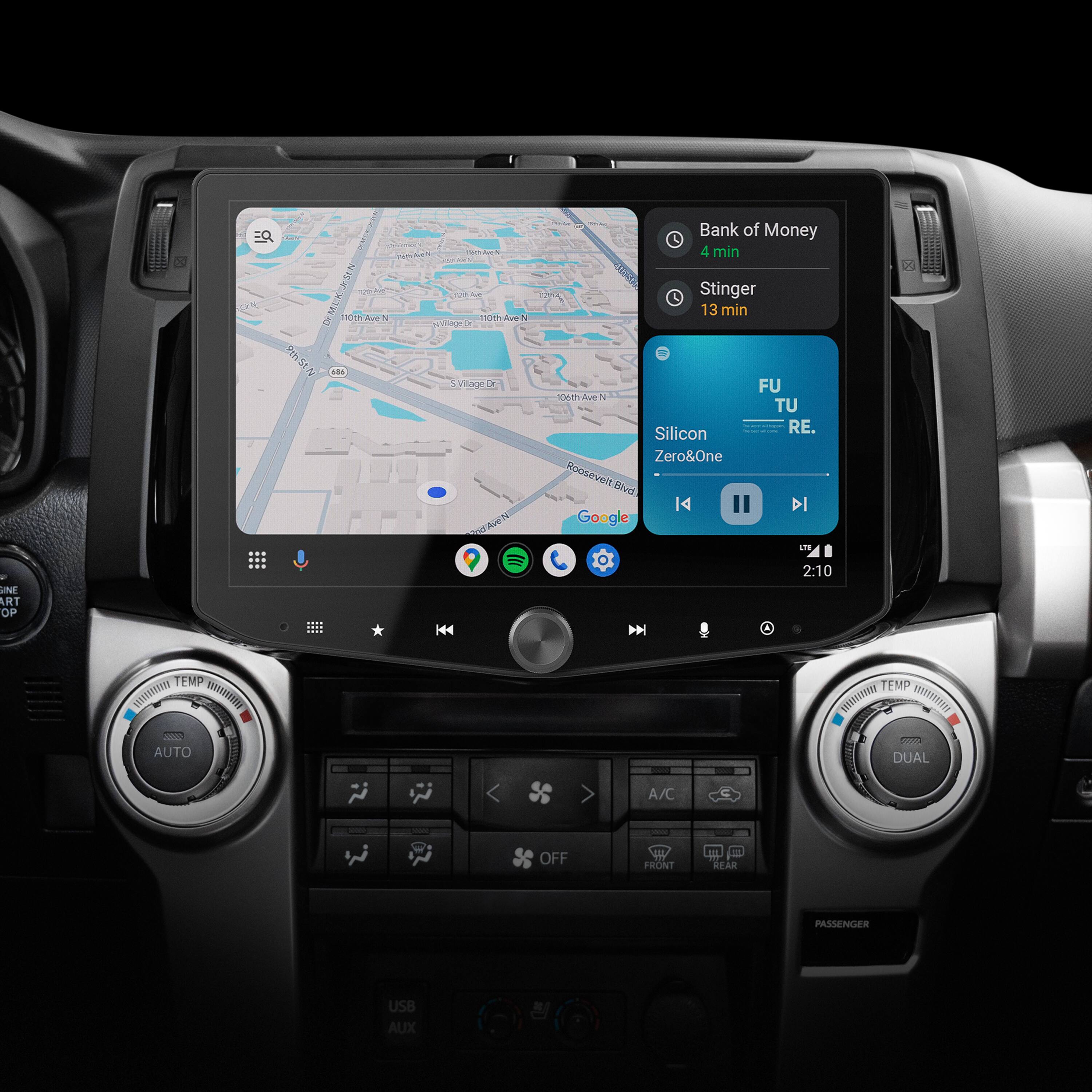 The text on the image reads:

"ER DIMURCIESN DIMEX a nom A PES4& 8 nOr AIEN Cde Snsage AveiT d Bank of Money 4 4 min Stinger 13 min FU om dive TU Silicon RE. Zero&One Rooseveit eT Bivd 4 DI Google .TE UNE ART OP H4 A 2:10 TEMP wIIM MOH - AUTO TEMP WIIIW MHTHIUy 30 DUAL A/C OFF FRONT - REAR PASSENGES USB AUX."

It seems to be a mix of random words and phrases, possibly related to a car's entertainment system or navigation system.