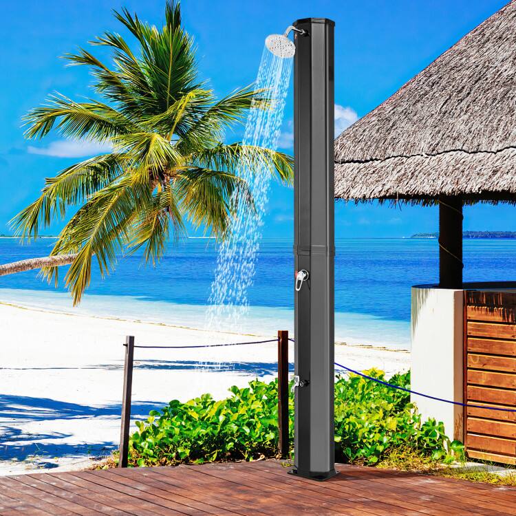 Left. Mondawe - 7.5 FT Solar Heated Outdoor Shower with Rotating Head, 15.9 Gallon Tank for Pool Garden - Black.