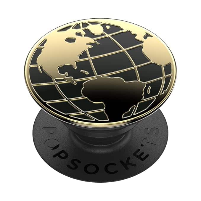 PopSockets - PopGrip: Phone Grip and Phone Stand, Collapsible, Swappable Top - Enamel Globe Trotter