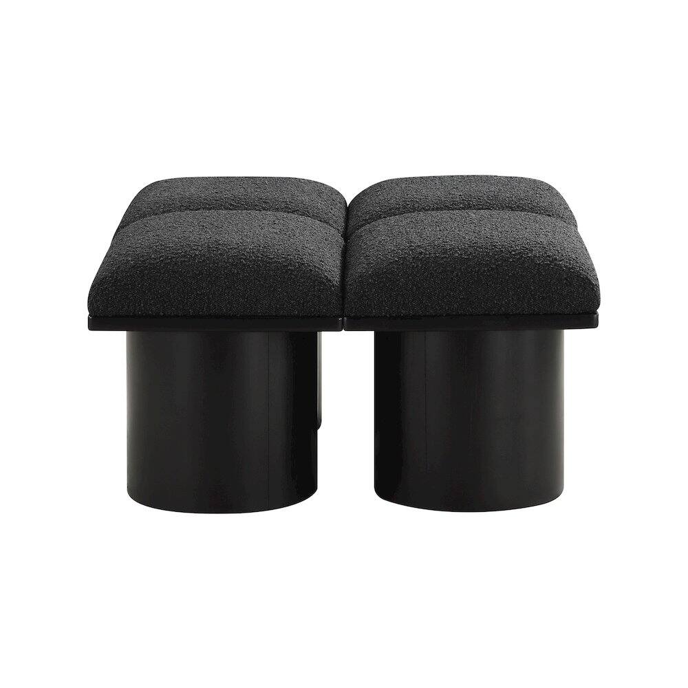 Left. Meridian Furniture - Pavilion Black Boucle Fabric Bench - Black Boucle Fabric.