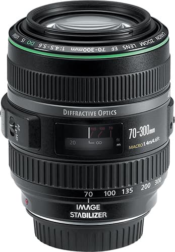 Canon - EF 70–300mm f/4.5–5.6 DO IS USM Telephoto Zoom Lens - Black - Larger Front