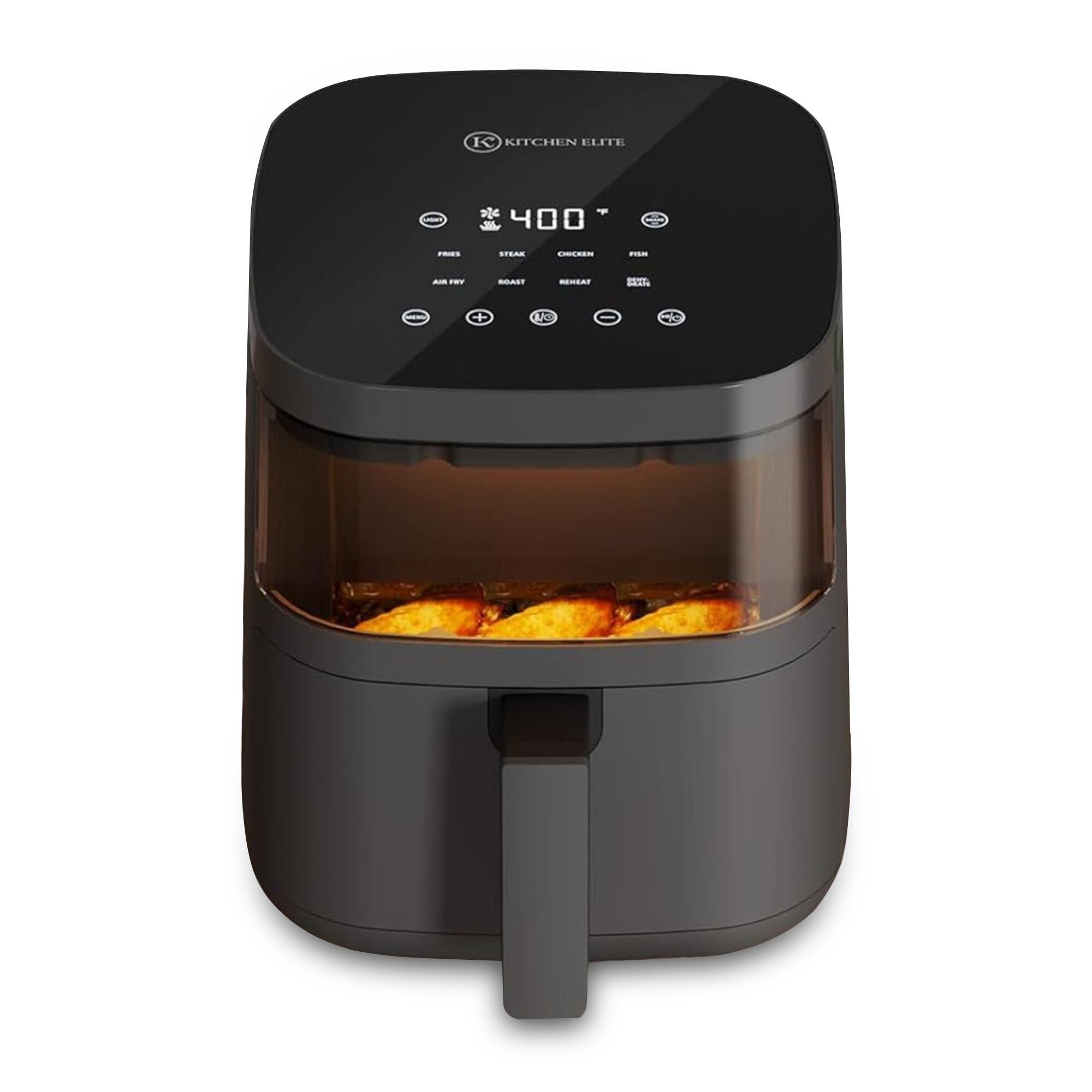 KITCHEN ELITE  
400  
FRIES  
STEAK  
CHICKEN  
FISH  
REHEAT  
BREAD  
AIR FRY  
ROAST