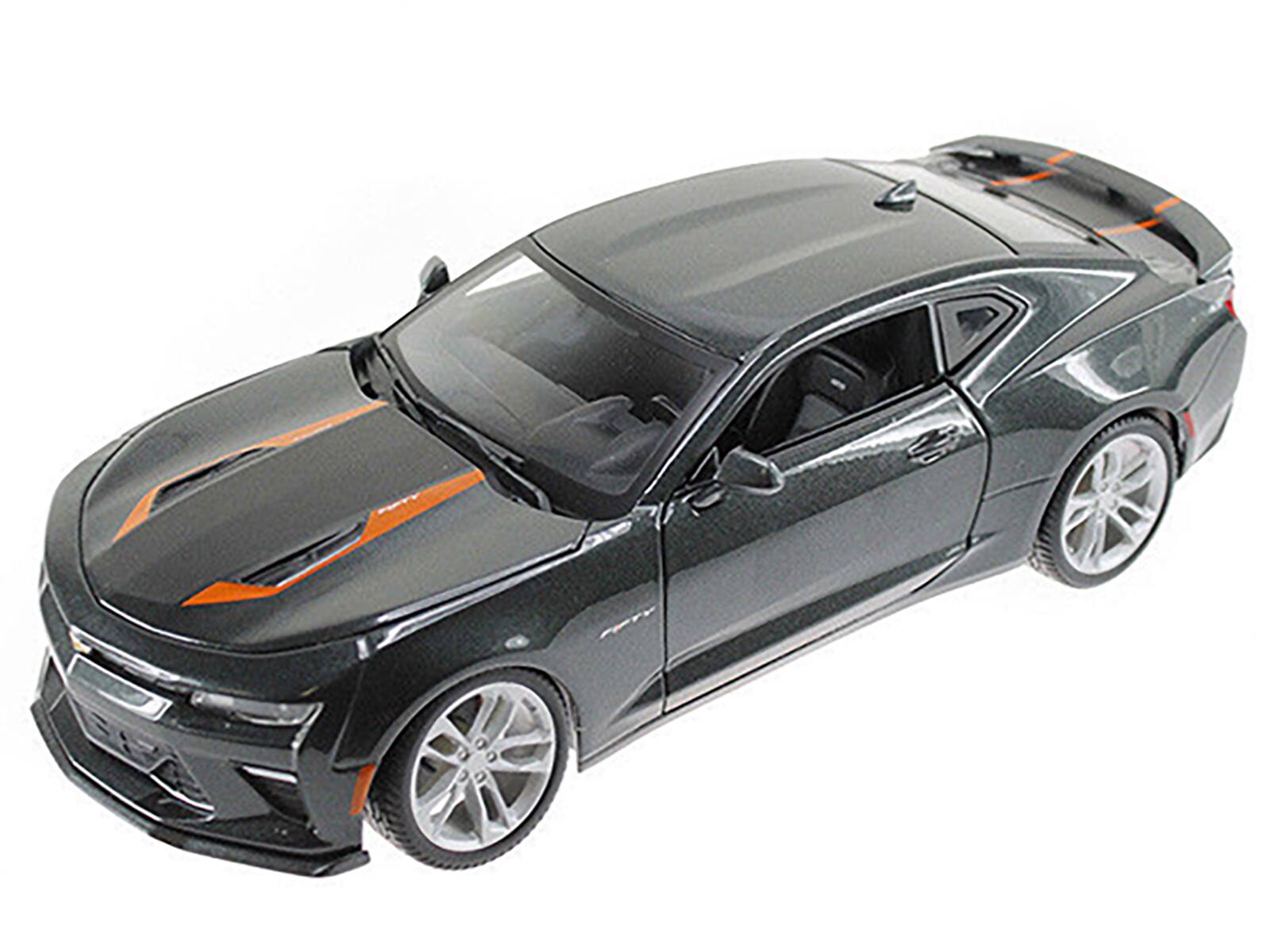 Alt View 1. Maisto - 2017 Chevrolet Camaro SS Gray Met. w/ Orange Stripes "50th Anniversary" "Special Edition" 1/18 Model Car by Maisto.