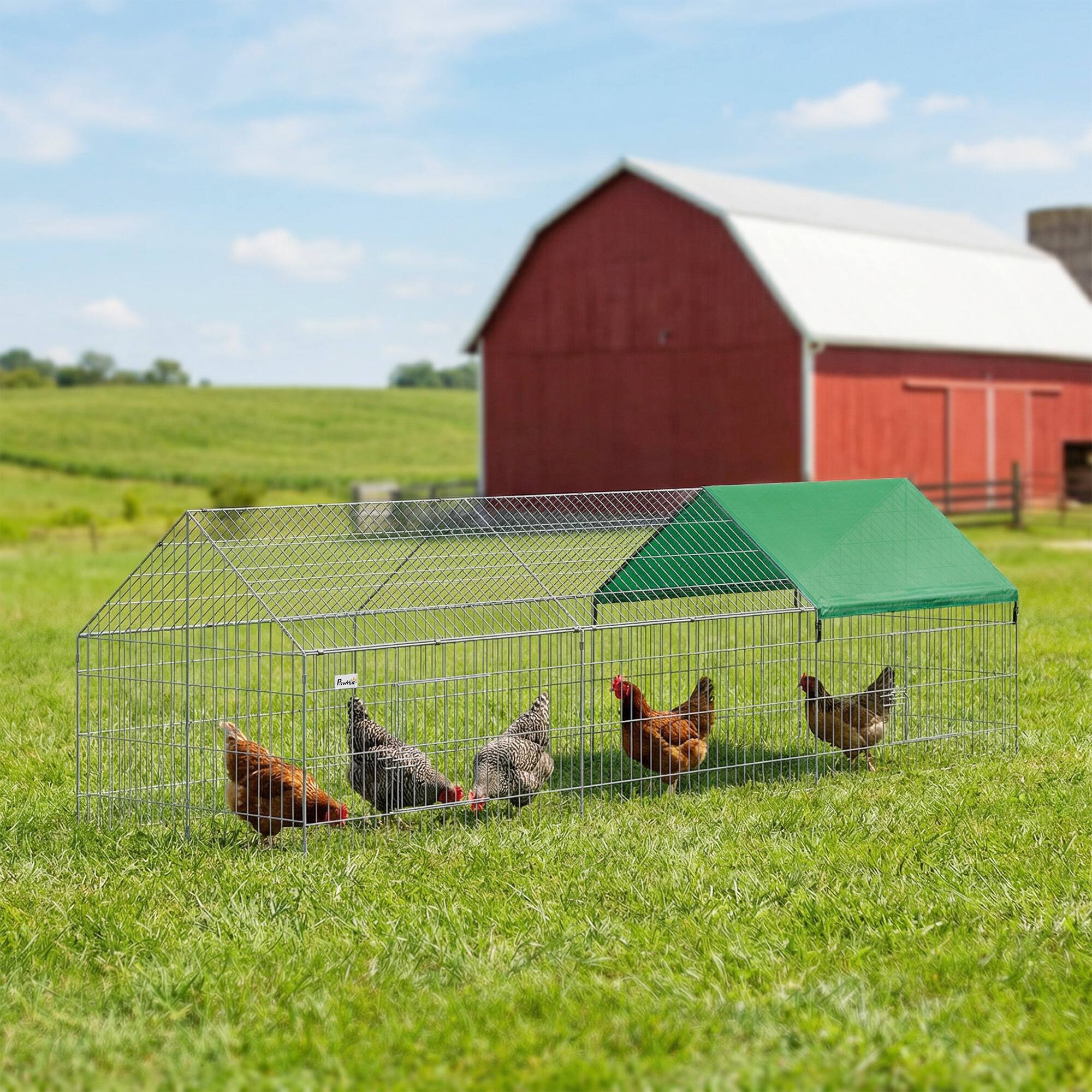 Alt View 1. Pawhut - Chicken Coop with Cover for Backyard Small Animals Duck Rabbit - Green.