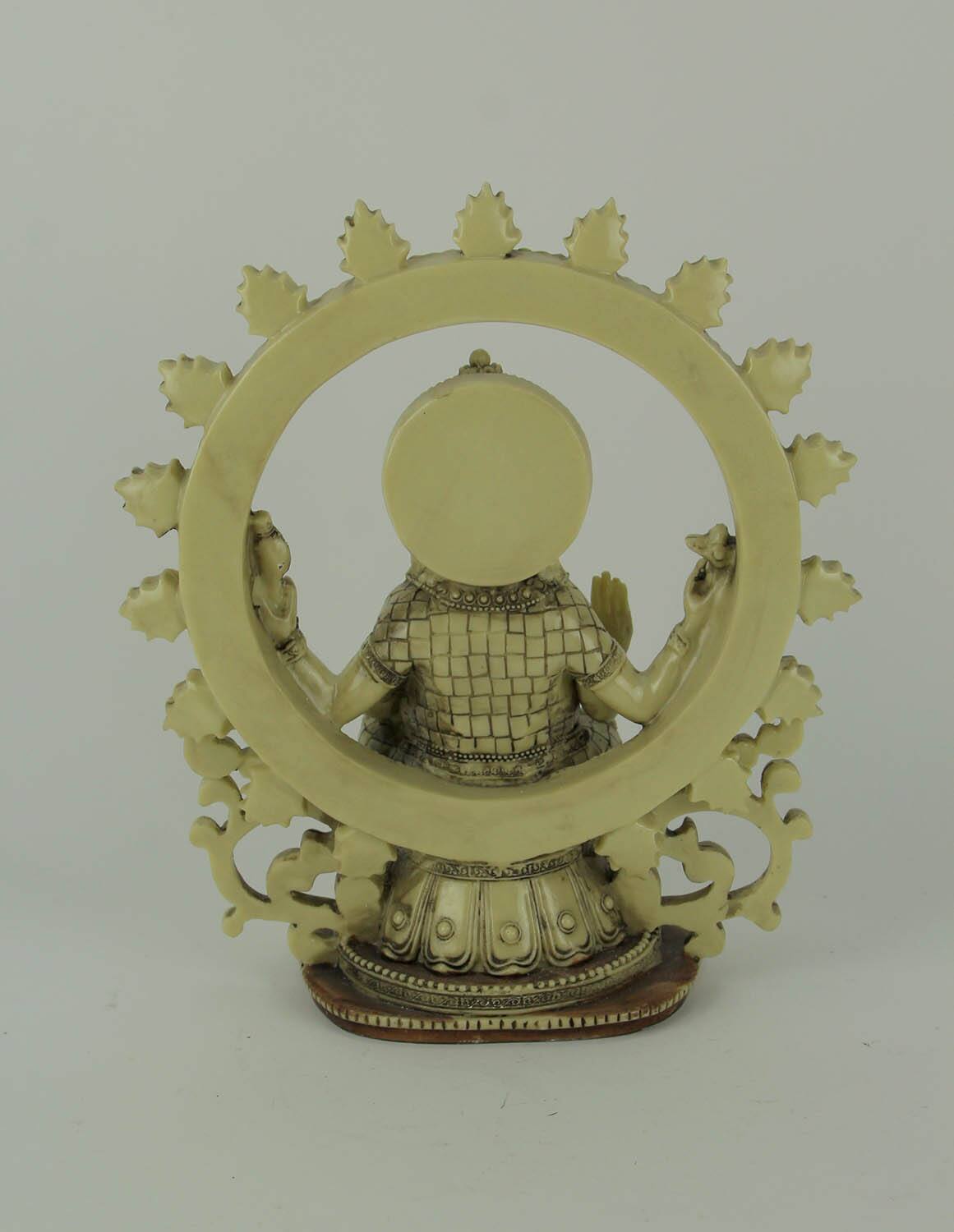 Alt View 2. Zeckos - Lord Ganesha Sitting Holding Sacred Objects Statue - Off-white.