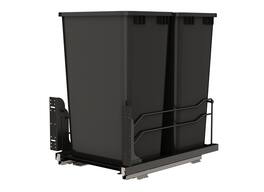 Rev-A-Shelf - Double Pullout Kitchen Trash Can 50 qt. Soft-Close 53WC-2150SCDM-218 - Black