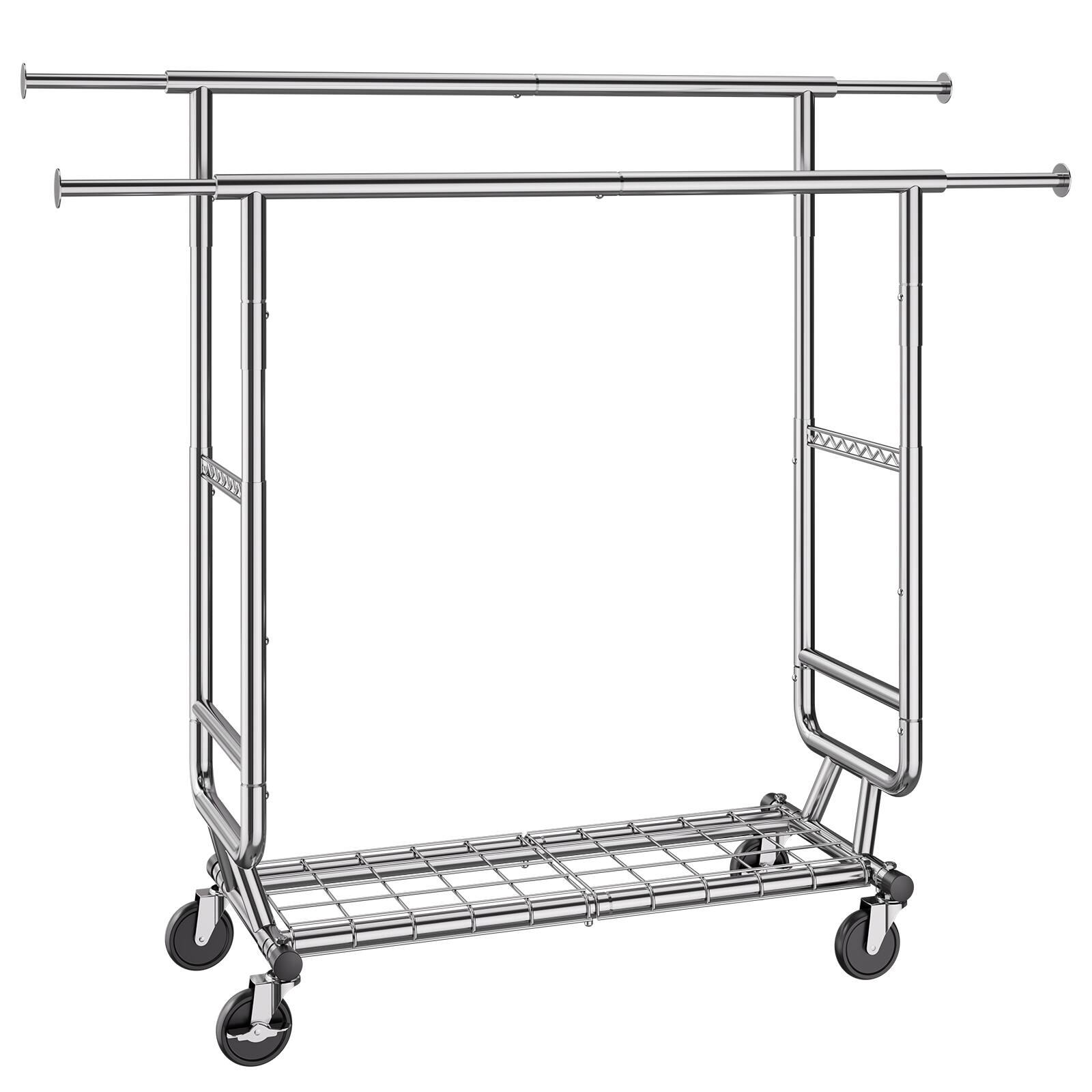 Alt View 5. VEVOR - Heavy Duty Clothes Rack, Double Hanging Rod Clothing Garment Rack for Hanging Clothes, Clothing Rack with 600 lbs Load - Black.