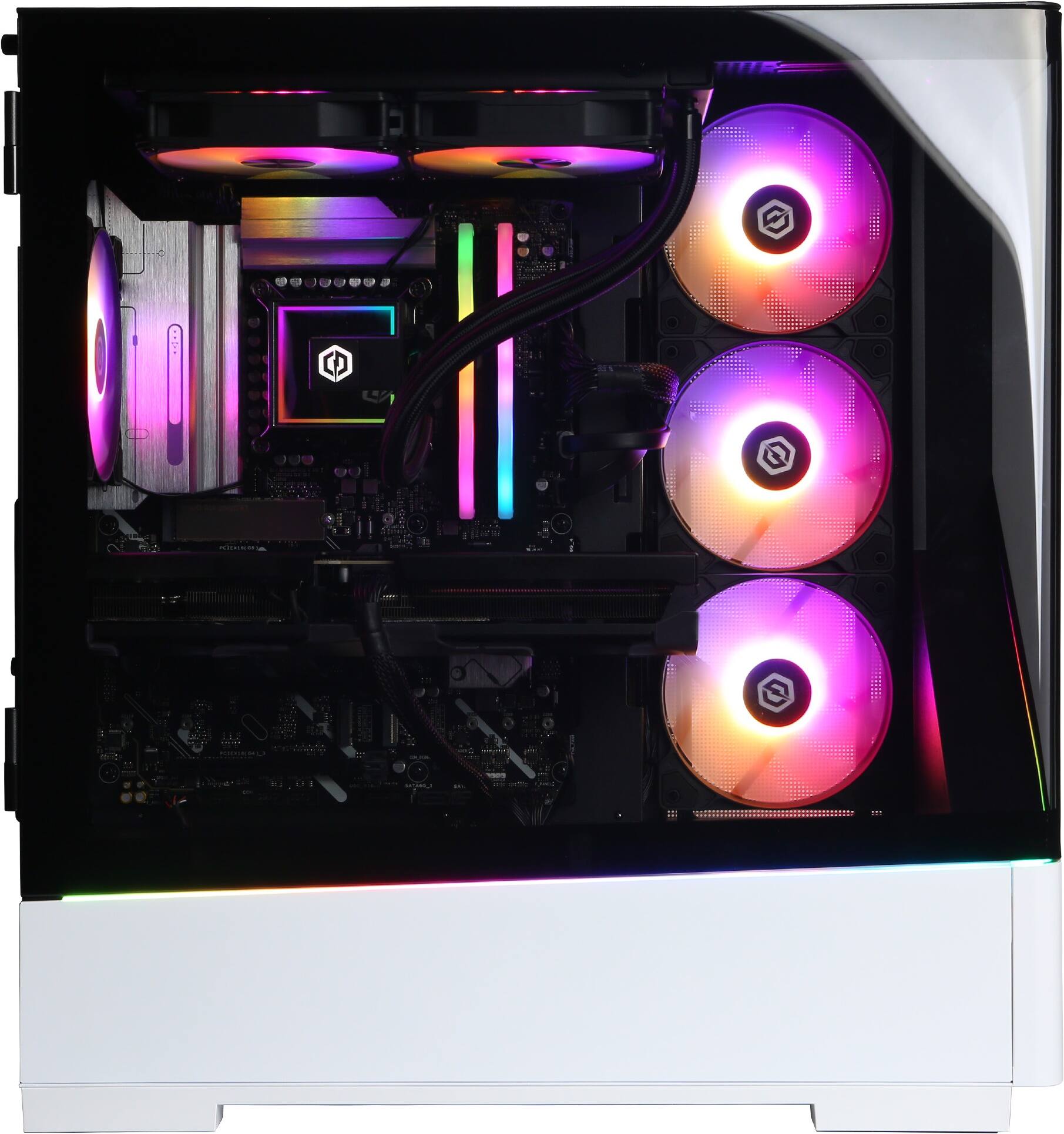 Alt View 3. CyberPowerPC - Gaming Desktop - Intel Core Ultra 9 285 2025 - NVIDIA GeForce RTX 5070 Ti 16GB - 32GB DDR5 Memory - 2TB SSD Storage - White.