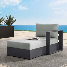 Tahoe Outdoor Patio Powder-Coated Aluminum Modular Right-Facing Chaise Lounge by Modway - Gray Gray