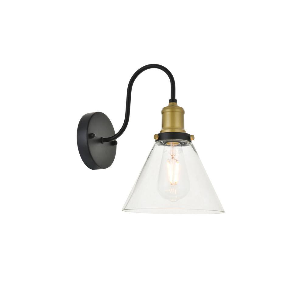 Alt View 8. Living District - Histoire 1 light brass and black Wall Sconce - Brass And Black And Clear.