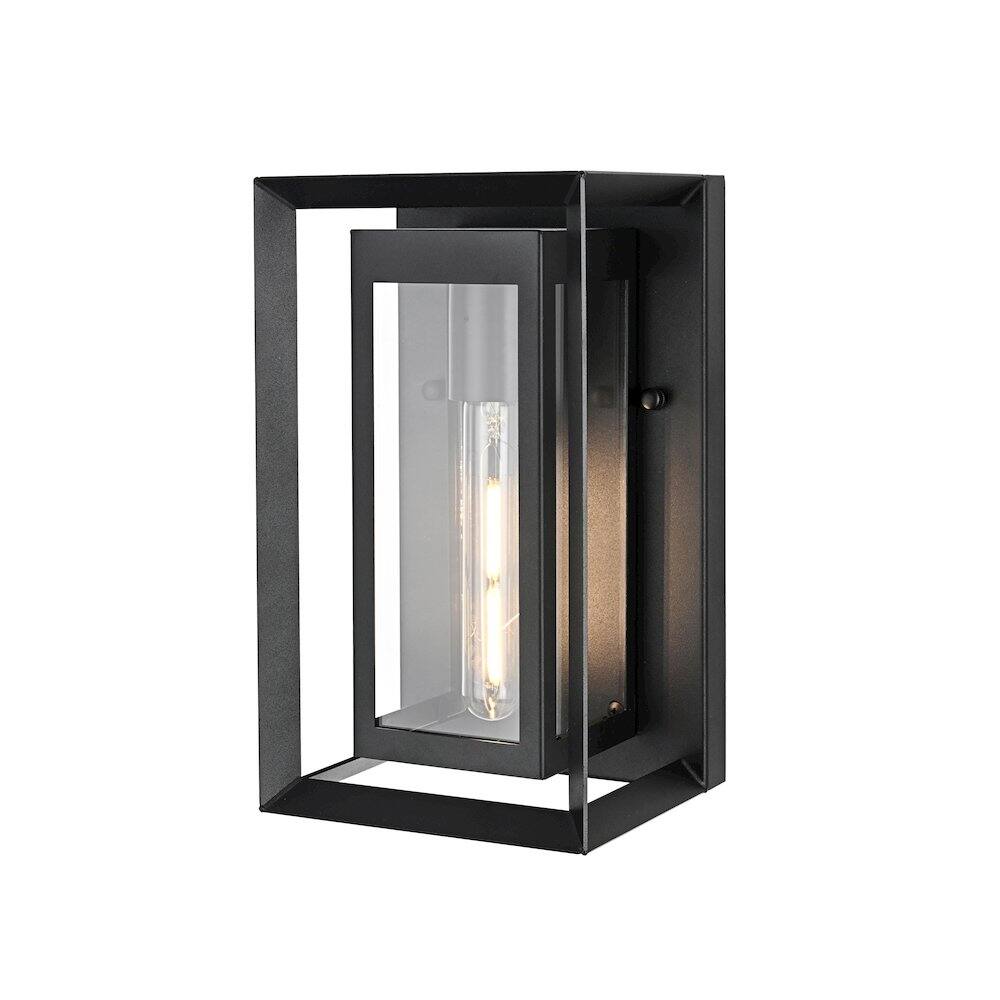 Angle. Elegant Lighting - Etting 7 inch Outdoor Pendant in Black - Black.
